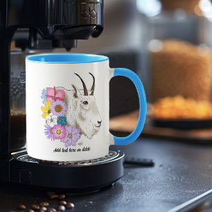 Wildflowers White Mountain Goat Nature Wildlife  Mug