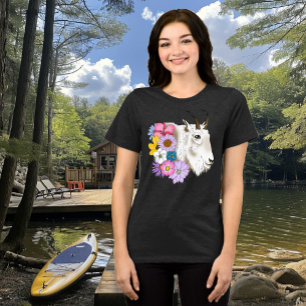 Wildflowers White Mountain Goat Nature Wildlife Tri-Blend Shirt