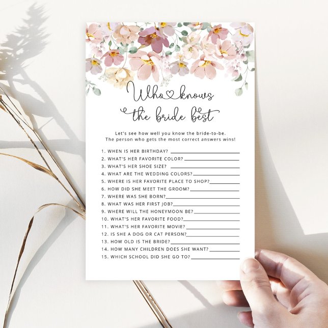 Wildflowers Who knows the bride best game (Creator Uploaded)