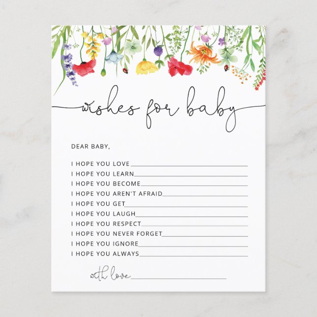 Wildflowers Wishes for the Baby Baby Shower Game (Front)