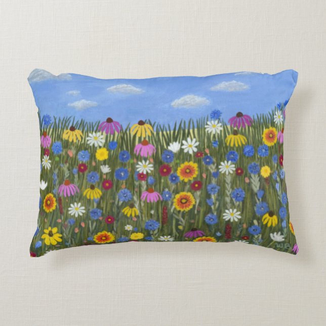 Wildflowers with Daisies Decorative Cushion (Front)