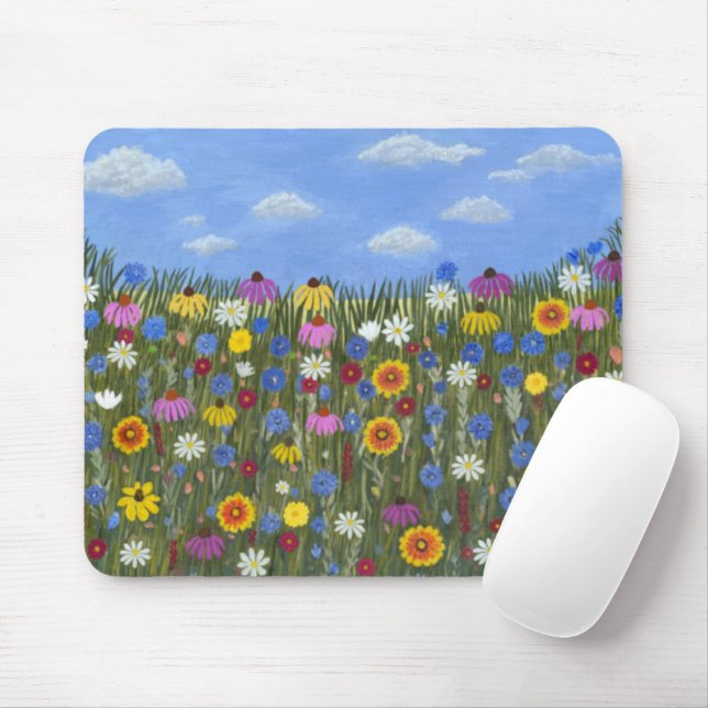 Wildflowers with Daisies Mouse Mat (With Mouse)