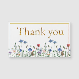 Wildflowers with Elegant Gold Script Thank you