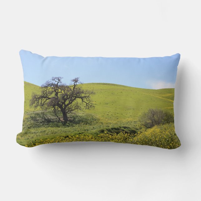 Wildflowers with Oak Spring Vista Photograph Lumbar Cushion (Front)