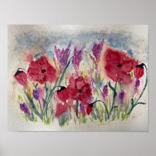 Wildflowers with poppies poster