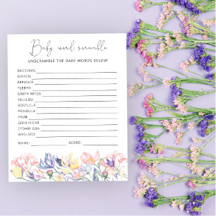 Wildflowers Word Scramble Baby Shower Game