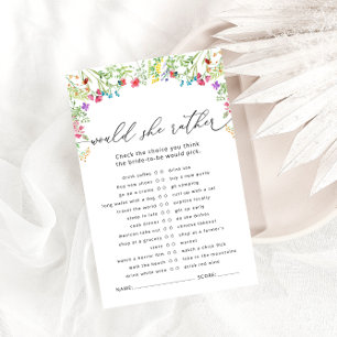 Wildflowers Would She Rather Bridal Shower Game