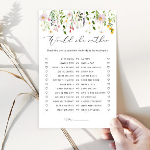 Wildflowers Would she rather bridal shower game