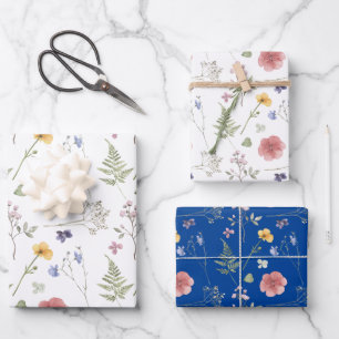 Wildflowers Wrapping Paper Flat Sheet Set of 3