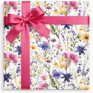 Wildflowers Wrapping Paper, Purple Floral Wrap Paper