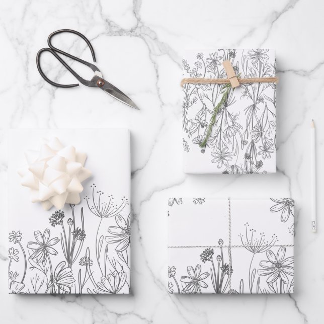 Wildflowers Wrapping Paper Sheets (Front)