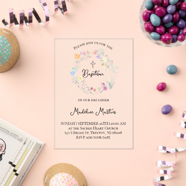  wildflowers wreath Baptism Invitation (Insitu (Celebration))