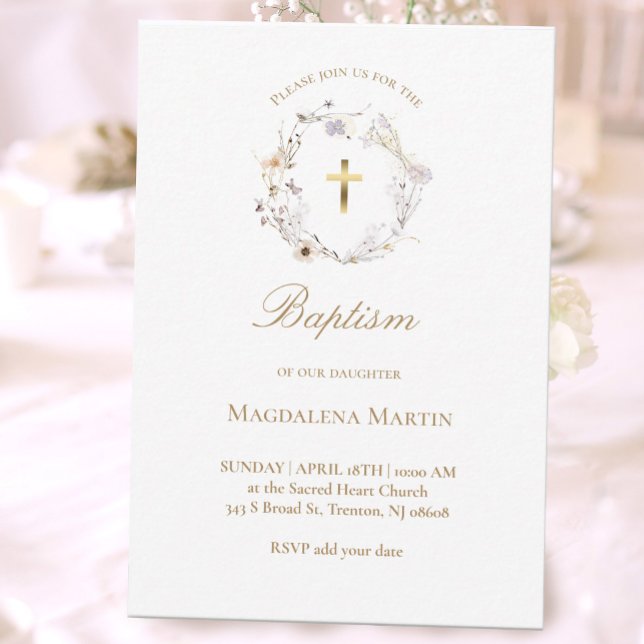 wildflowers wreath | Baptism Invitation (Creator Uploaded)