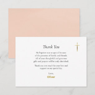 Wildflowers Wreath Gold Cross Orthodox Baptism Thank You Card