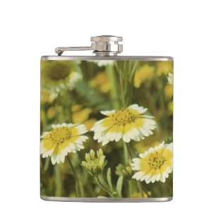 Wildflowers Yellow and White Sunflowers Hip Flask