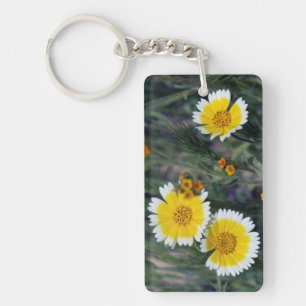 Wildflowers Yellow and White Sunflowers Key Ring