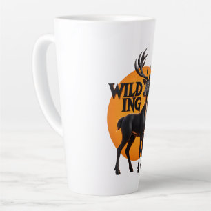 Wilding Stag Deer Sun Emblem Graphic Illustration Latte Mug