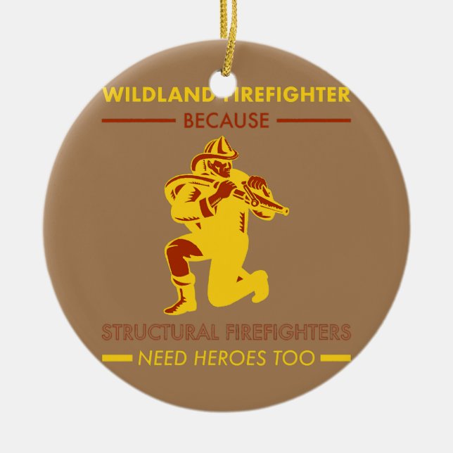Wildland Firefighter Smokejumper Fire Eater  Ceramic Tree Decoration (Front)