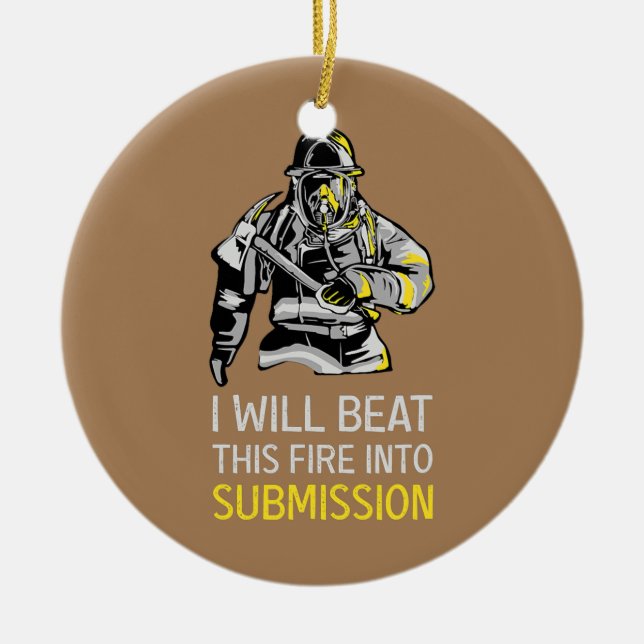 Wildland Firefighter Smokejumper Fire Eater  Ceramic Tree Decoration (Front)