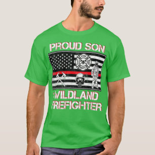 Wildland Firefighter Son Thin Red Line Smokejumper T-Shirt