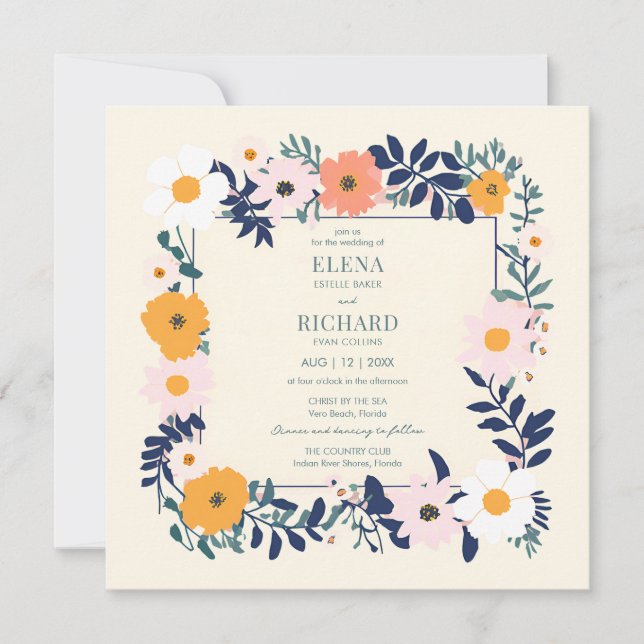 Wildlfower Spring Wedding Invitation (Front)