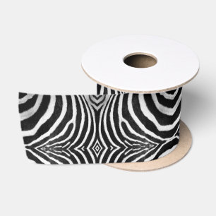 Wildlife Animal black White Stripes Zebra Print Satin Ribbon