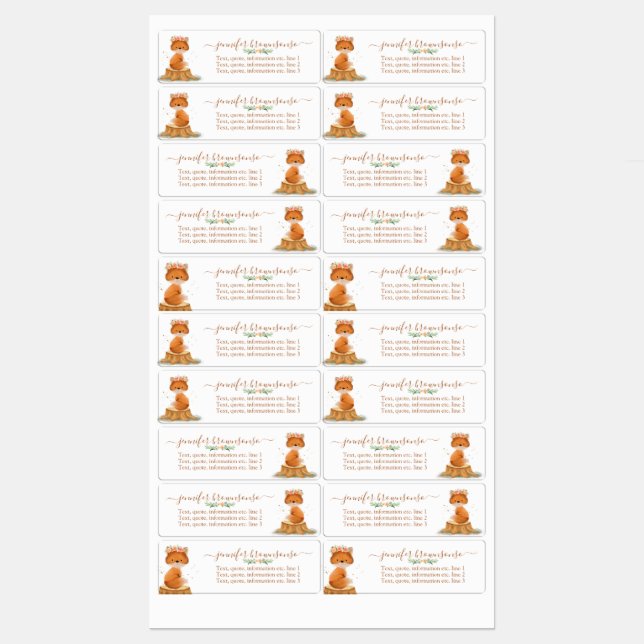 Wildlife Animal Fox cartoon watercolor Flower (Sheet)