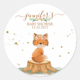 Wildlife Animal Fox with Flower Classic Round Sticker