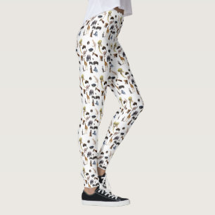 Wildlife Animal Pattern, Ladies White Leggings