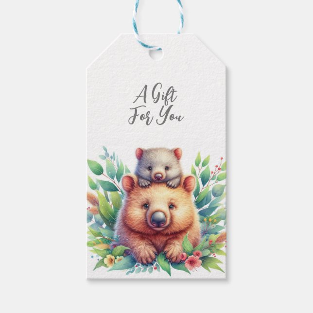 Wildlife Animal Wombat Gift Tags (Front)