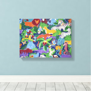 Wildlife animals background pattern canvas print