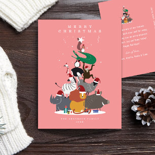 Wildlife Animals Christmas Tree Holiday Postcard