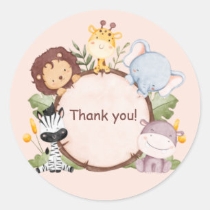 Wildlife animals cute Thank you stickers