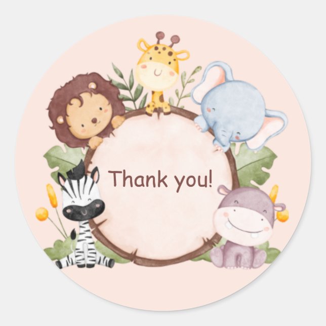 Wildlife animals cute Thank you stickers (Front)