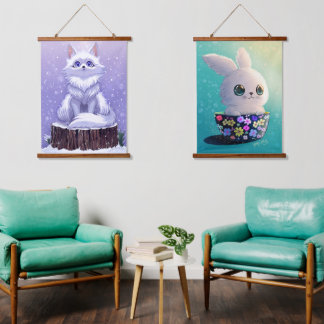 wildlife animals winter to spring :Fox & Rabbit Hanging Tapestry