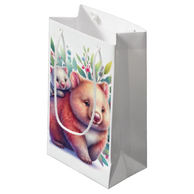 Wildlife Animals Wombat Small Gift Bag (Front Angled)