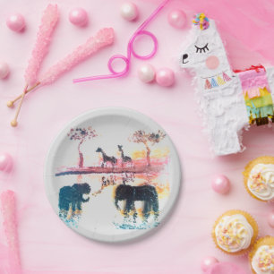 Wildlife Art African Sunset Paper Plate