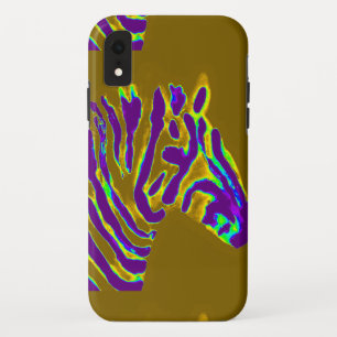 Wildlife Art Purple Gold Striped Zebra iPhone XR Case