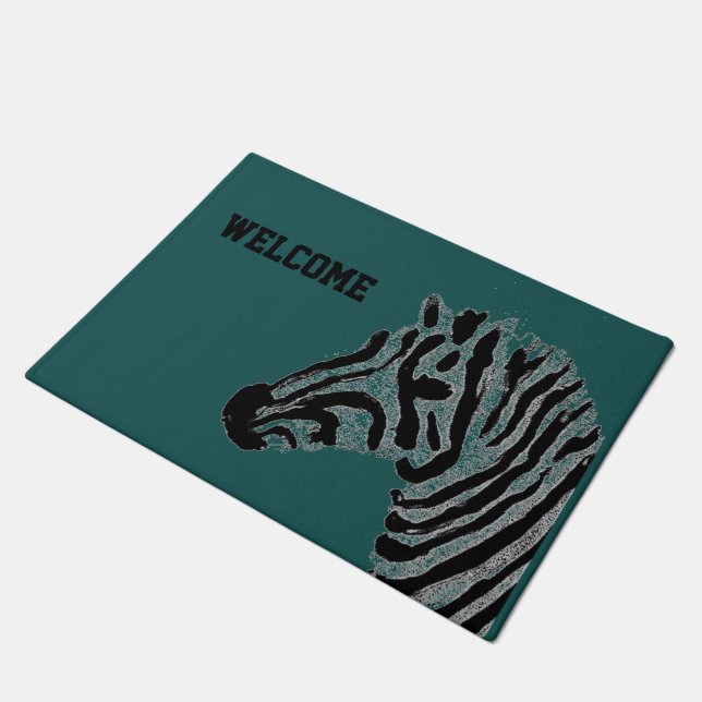 Wildlife Art Zebra Welcome Doormat (Angled)