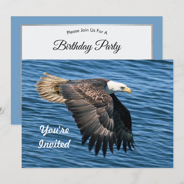 Wildlife Bald Eagle Photo Birthday Invitation (Front/Back)