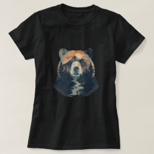 Wildlife Bear Pine Forest Design T-Shirt