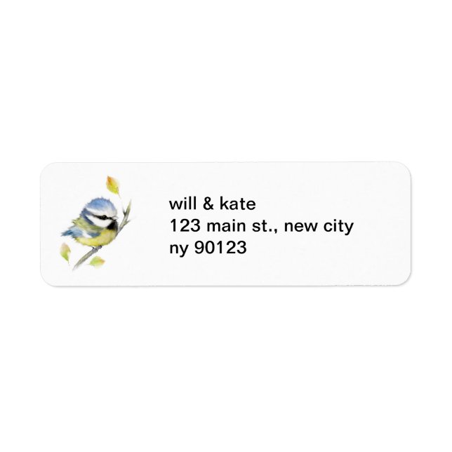 Wildlife Blue tit Bird Return Address Labels (Front)