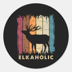 Wildlife Buck Elk Hunting Hunter Deer Silhouette E Classic Round Sticker