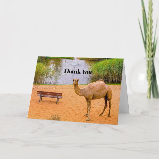 Wildlife Camel Oasis Photo Thank You Card (Front)