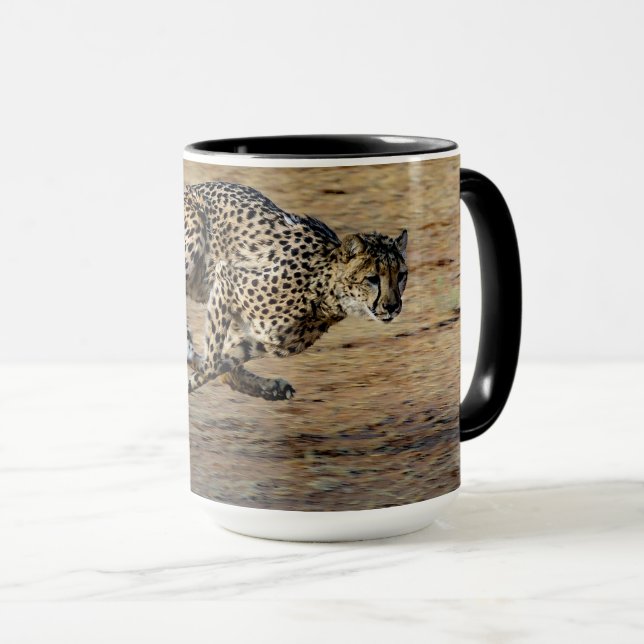 Wildlife Cheetah Running Photo Mug (Front Right)