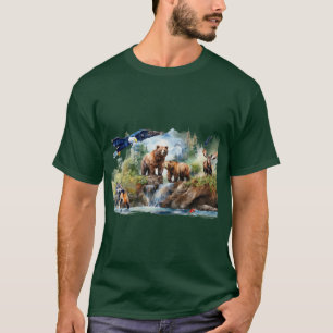 Wildlife Collage Alaskan Animals T-Shirt