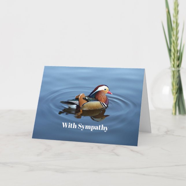 Wildlife Colorful Duck Blue Water Photo Sympathy Card (Front)