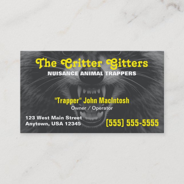 Wildlife Control | Animal Trapper Business Card (Front)
