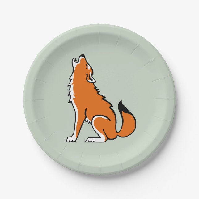 Wildlife - Cool Red WOLF -Endangered animal- Party Paper Plate (Front)