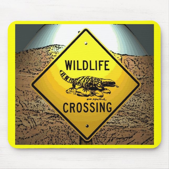 Wildlife crossing artistic caution sign mousepad (Front)
